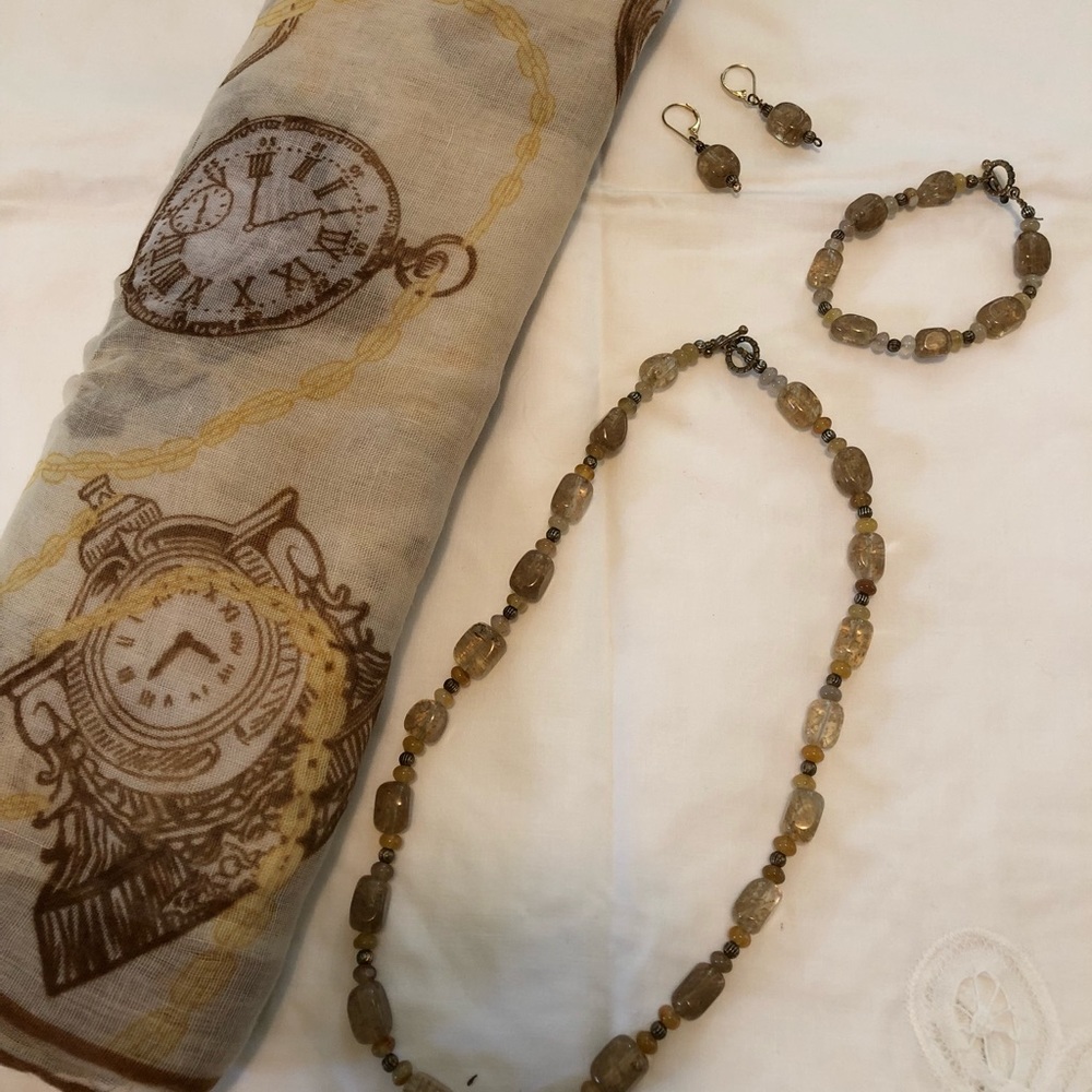 Jewelry Set:  necklace, bracelet, earrings, scarf